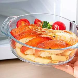 전자레인지 유리 그릇 내열 찜기 투명 뚜껑 손잡이 접시 1L 1.5L