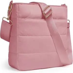 여성용 경량 퀼팅 퍼퍼 토트백 캐주얼 호보 나일론 어깨 핸드백 여행용 로테자바 크로스 바디 지갑