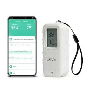 eMylo WiFi 온도계 습도계 스마트 실내 습도 모니터 앱 알림 기능이 있는 IP65 방수 디지털 온도 센서 무료
