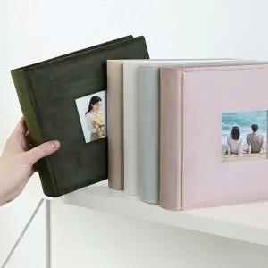 웨딩 사진 앨범 접착식 레트로 가족사진 대용량 사진 앨범 포토북 수제 선물용 폴라로이드 기록용 포켓