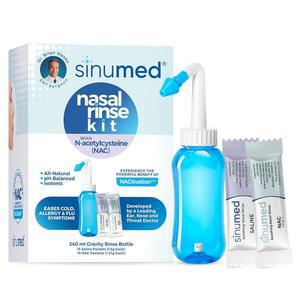 시누메드 코 헹굼 및 린스 키트, 부드러운 중력 린스, 위한 패킷, 30PK 식염수 Neti 호흡 및 린스 식염수 Pot 포함된 병이 대체품, 맑은