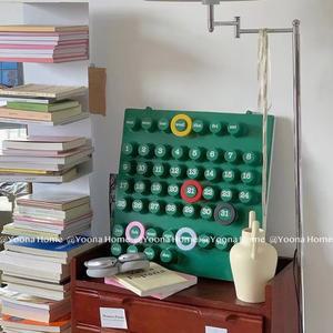 캘린더 레트로 만년 벽걸이 탁상 우드 오브제 장식 아이보리 인테리어 터 빈티지 링달력