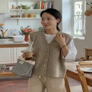 크러쉬 골드버튼 루즈 니트 조끼 (one color)