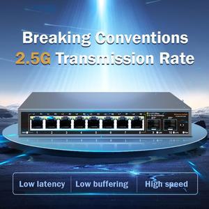 8+2 포트 2.5G 이더넷 네트워크 스위치 2500BASE-TX 스위치(IP 카메라/CCTV 보안용 210G SFP 포함)