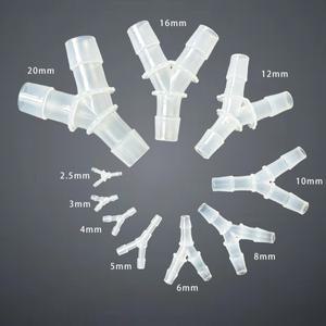 5Pcs Y 형 티 3 웨이 호스 커넥터 모양의 PP 플라스틱 가시 피팅 공기 물 흐름 분배기 무독성 무취 수족관