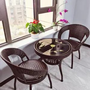 베란다 티테이블 세트 야외 발코니 거실 탁자 등나무 원형 인테리어 우드