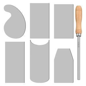 RMWIN-카드 스크레이퍼 버니셔 및 목공 카드용 6개 캐비닛 세트 버니싱에는 직사각형 3개 포함