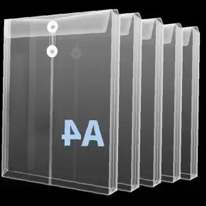 A4 서류 투명 지퍼 파일 케이스 문서 보관 클리어 홀더 끈 고리형 보호 커버
