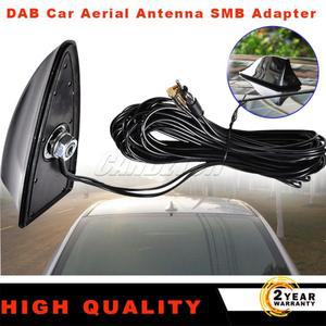DAB 차량용 안테나 SMB 어댑터 AM/FM 샤크핀 루프 장식 12V 블랙 간편 설치 액세서리 1개