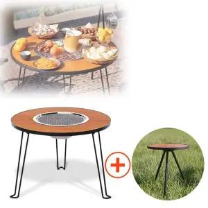 [골드스마일]캠핑 원형 화로테이블 접이식 야외 바베큐 숯불 고기불판 난로