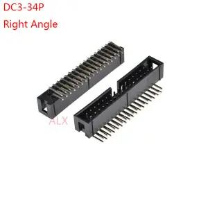 10개 DC3-34P 2.54mm 피치 JTAG ISP 수형 소켓 직각 IDC 박스 헤더 PCB 커넥터 이중 행 2x17핀 DC3 34핀 헤