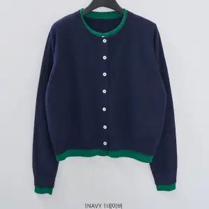 [더나무그림] 여성 배색 레이어드 라운드넥 니트 가디건 NCP1CD002 차밀키이중R1Y