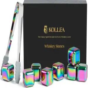 콜레아 위스키 스톤 8개의 PCS 멀티컬러 스테인리스 스틸 냉각 암석 재사용 가능한 스 큐브 남성용 아빠