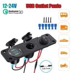 KEBIDUMEI 12V 시가 라이터 소켓 콘센트 RV 마린 보트용 스위치가 있는 퀵 충전 3.0 패널
