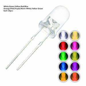 100pcs 5mm LED 조명 야외 차단 다이오드 키트 팔찌 메이커 모듬 흰색 녹색 빨간색 방출 구색 다리 전구