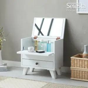 큐티 덮개거울 미니화장대 다리형 화장대 좌식화장대 서랍장 화장품정리대 화장대서랍장 콘솔 콘솔화장대