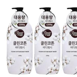 샤워메이트 바디워시 1.2kg용기 3묶음 클린코튼 유자 풍성한 크리미 상큼한 생기