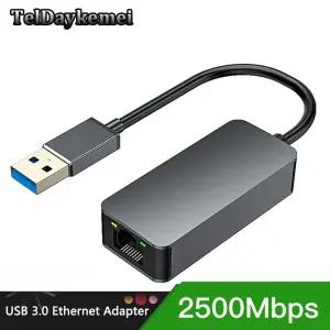 2500Mbps USB 3.0 이더넷-RJ45 2.5G 유선 어댑터 Type-C 변환기 Windows 7/8/10 용 Lan 네트워크 허브 PC