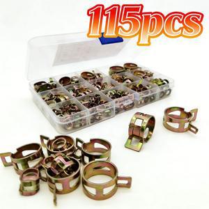 호환상품 115개 스프링 호스 클램프 모음 키트 - 6-22mm 스테인리스 스틸 연료 라인 수도관 클립 (자동차