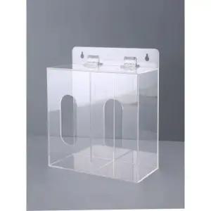 프리미엄 벽걸이형 마스크 보관함 아크릴 뚜껑 있는 병원 2칸 정리