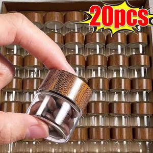 10 20 30ML 미니 용기 커피 주방 보관 유리 항아리 뚜껑 작은 봉인 투명 양념 나무