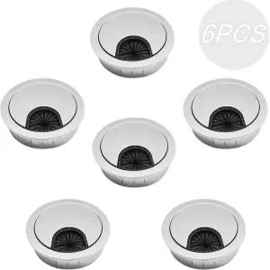 실버 데스크 그로밋 6개 2인치 금속 가정 및 사무실용 아연 합금 케이블 그로밋(2인치 책상 구멍에 적합)