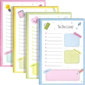 펜- 할 일 목록 스티커 메모 4 x6 패드 4개 200장 학교 스타일 메모장 안감