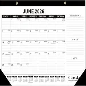 2026-2027년 거스리 책상 달력 - 2026년 6월부터 2027년 12월까지 줄리안 날짜 월간 목표 할 일 목록