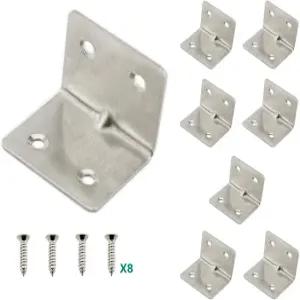 헤비 듀티 스테인리스 스틸 코너 브레이스 L자형 브래킷 ULIFESTAR 90도 조인트 직각 패스너 나사 8팩이