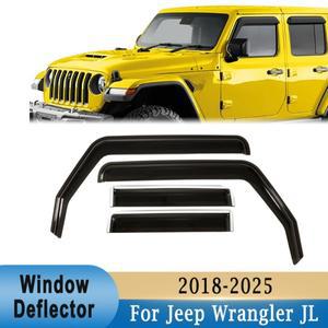 4개 측면 윈도우 디플렉터 레인 가드 바이저 선쉐이드 쉴더 (지프 랭글러 JL 2018-2025년식)