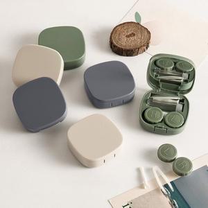 호환상품 거울 단색 콘택트 렌즈 케이스 미니 소형 아이 케어 컨테이너 박스 여행 키트 안경 액세서리 정리