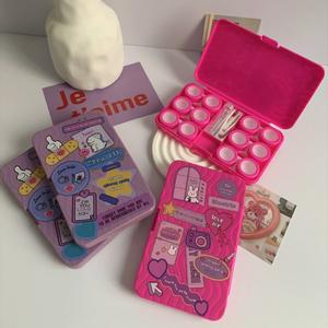 호환상품 캔디 컬러 콘택트 렌즈 상자 의 케이스 여행 휴대용 뷰티 아이 박스 (거울 핀셋 포함)