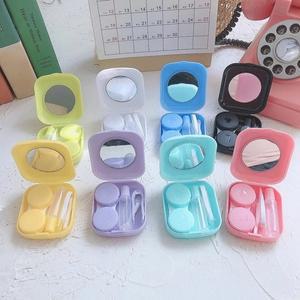 호환상품 보라색 핑크 콘택트 렌즈 케이스 세트 소형 휴대용 침수 보관 키트 미니 소형 박스 소크 안경