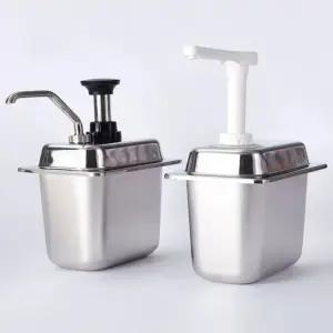 카페 시럼통 업소용 디스펜서 2L 펌프 소스 스텐