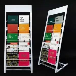 카달로그거치대 전단지 거치대 2열 화이트 철제잡지꽂이 카탈로그스탠드