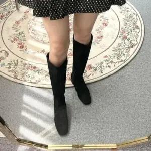 블랙롱부츠 빅사이즈 스퀘어토 베이직 통넓은 통굽 롱부츠 4fY