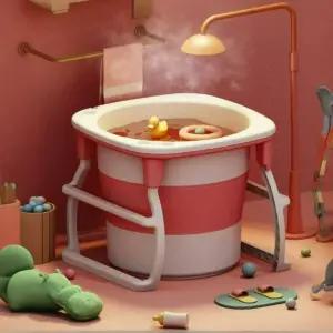 이동식 욕조 접이식 전신 원형 목욕통 개인 가정용 휴대용