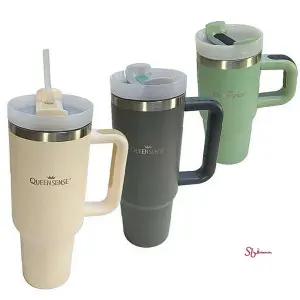 퀸센스 심플 그린 보온보냉 텀블러 세척솔 500ml 빨대uvw077