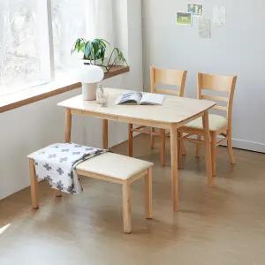 아슬란 캘빈 1200 4인 식탁세트 (의자2+가죽벤치1)