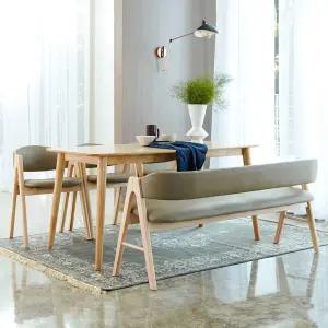 아슬란 하프 1800 6인 원목 식탁세트 (의자3+벤치1)