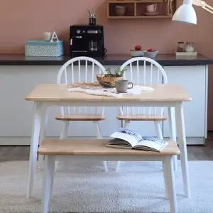 캔버라 윈저 4인 원목 식탁세트 (의자2+벤치1)