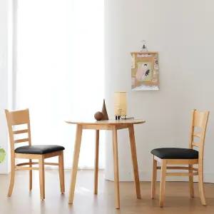 캔버라 캘빈 750 2인 원형 원목 식탁세트