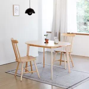 캔버라 토토 타원형 1200 2인 원목 식탁세트 (의자2개)