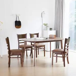 캔버라 캘빈 타원형 1500 원목 식탁세트 (의자4개)