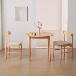 하이디 네이처 알로 원형 800 2인 원목 테이블 식탁세트 2colors