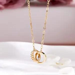 14K 버티컬 크로스 더블링 체인 목걸이 MNN42433