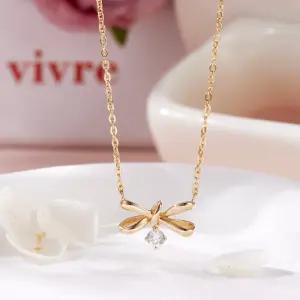 14K 쁘띠 매듭 리본 큐빅볼 체인 목걸이 MNN42427