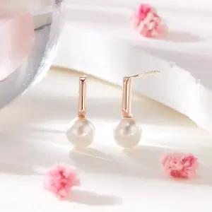 18K 슬림 골드스틱 진주 침귀걸이 한쌍 MNE42440