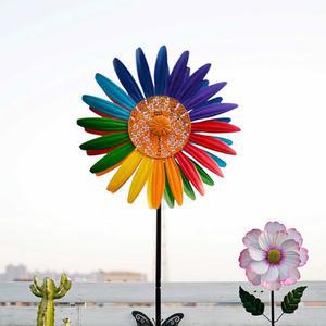 철제바람개비 안뜰 정원 장식 유럽식 해바라기 아치 꽃장식 풍차 소품 발코니 흰색 마당