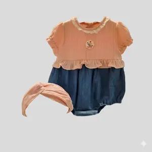 [압소바](의정부점)(26년 S/S 출산,백일선물) 에땅우주복(헤어밴드)연핑크//A1322301